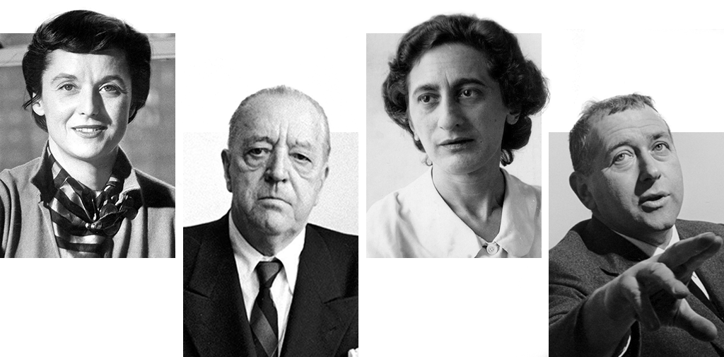 Da esquerda para a direita: Florence Knoll, Mies Van der Rohe, Anni Albers, e Marcel Breuer