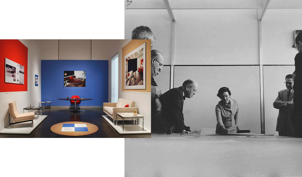 Showroom da Knoll. Florence Knoll a frente dos projetos.